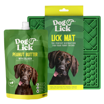 Dog Lick 500g Peanut Butter With Collagen and Lick Mat Combo